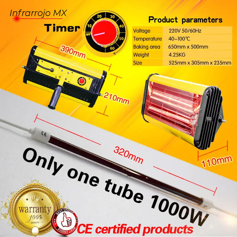 Lámpara de curado infrarrojo de onda corta para pintura de coche de 1000 W Infrarrojo MX